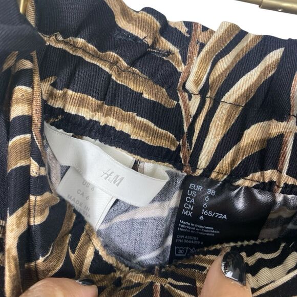 H&M Pull on Pants Womens 6 Tropical Print Vacay Elastic Waist Lightweight WP383 - Picture 2 of 7